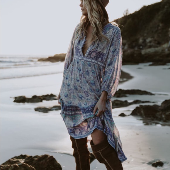 Poinciana Gown DRESS Lilac Floral Maxi MIDI Blue - Picture 5 of 8